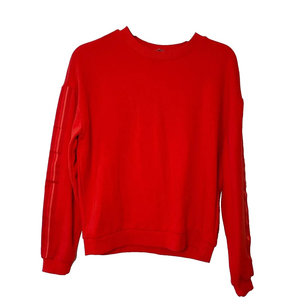 Tally Weijl Long‎ Sleeve Pullover Sweater Womens Small Orange Striped Sleeves